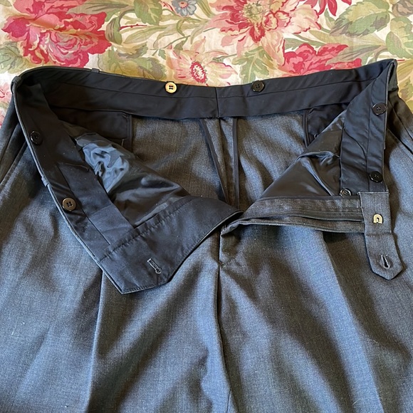 MARC ENZO Size 43L Gray Suit Mens 2-Piece Blazer Pant Wool Suspender Button NEW - Picture 13 of 17